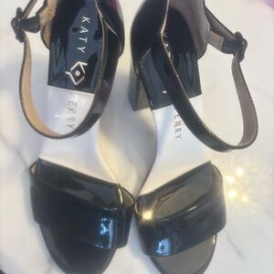 Katy Perry Collections Shiny Black Strappy Heels